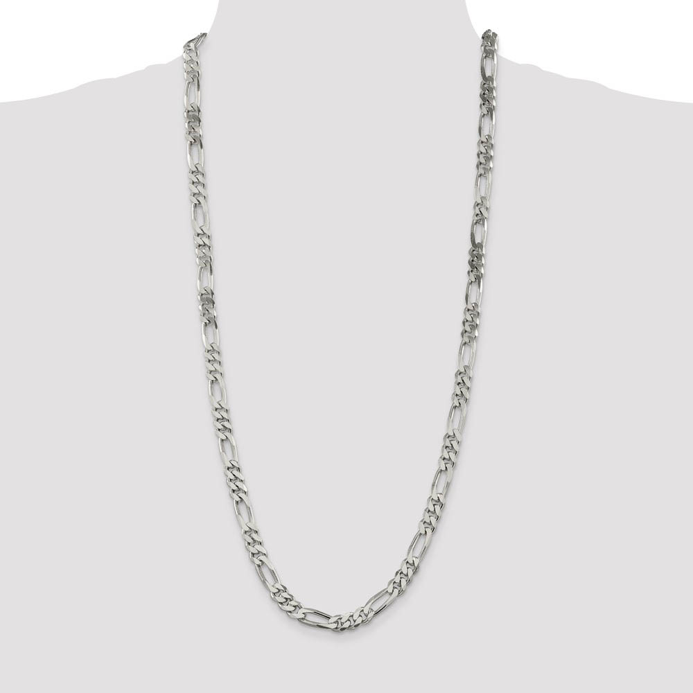 Men's 8mm Sterling Silver, Solid Figaro Chain Necklace - Picture 65 of 72