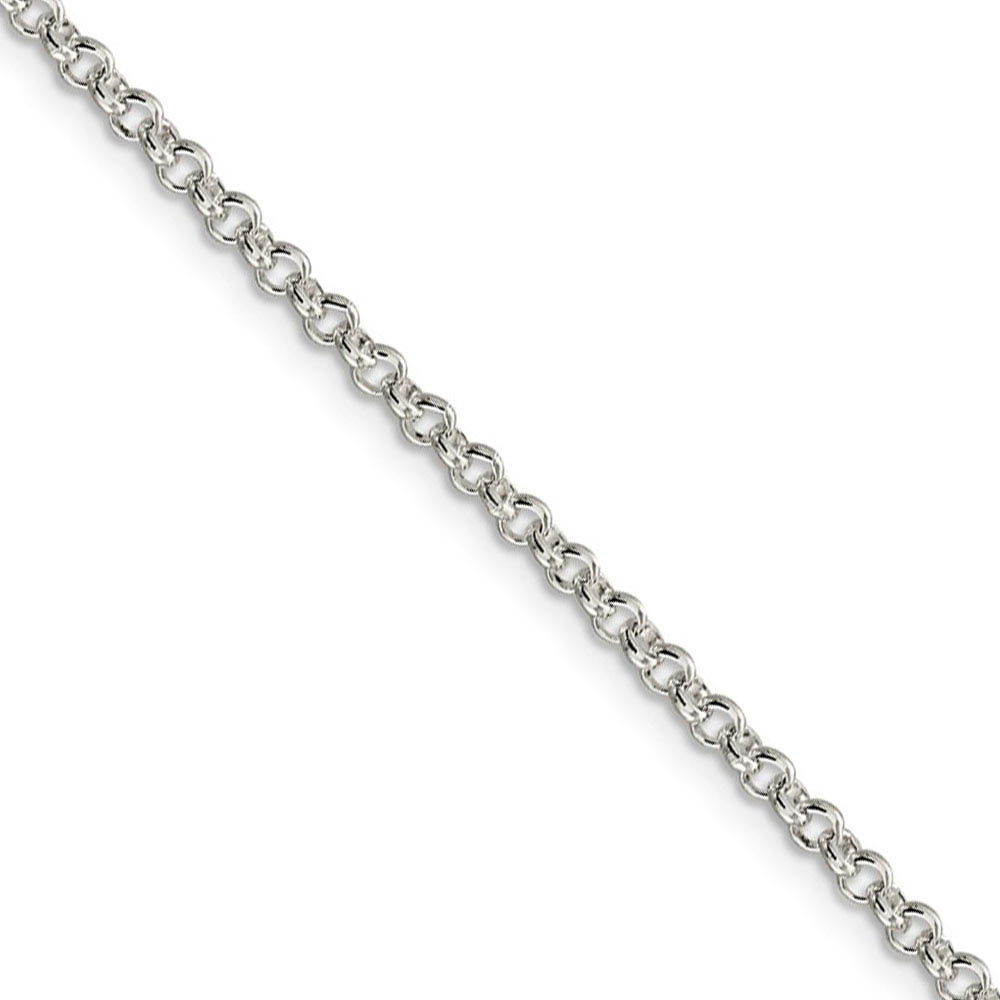 2.5mm Sterling Silver, Solid Rolo Chain Necklace