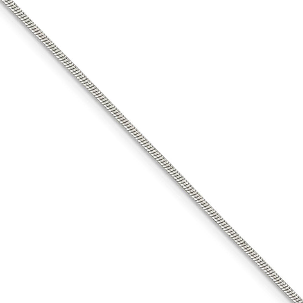 1.2mm Sterling Silver, Round Solid Snake Chain Necklace, 16 Inch