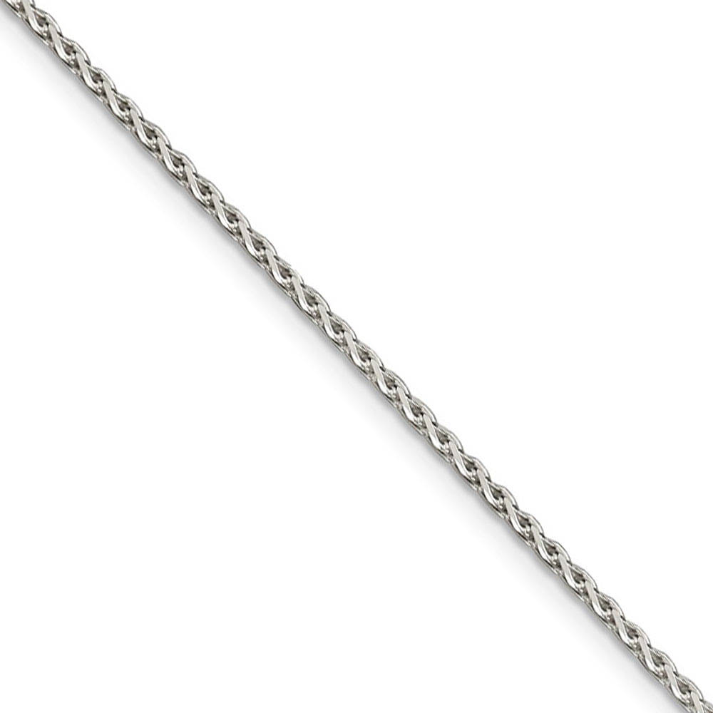 1.5mm Sterling Silver, Diamond Cut Solid Spiga Chain Necklace, 16 Inch