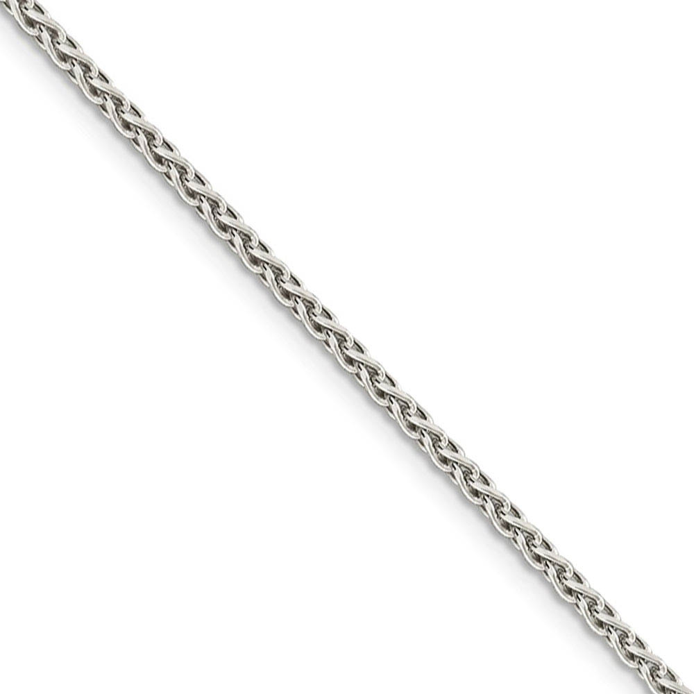 2mm Sterling Silver, Diamond Cut Solid Spiga Chain Necklace, 16 Inch