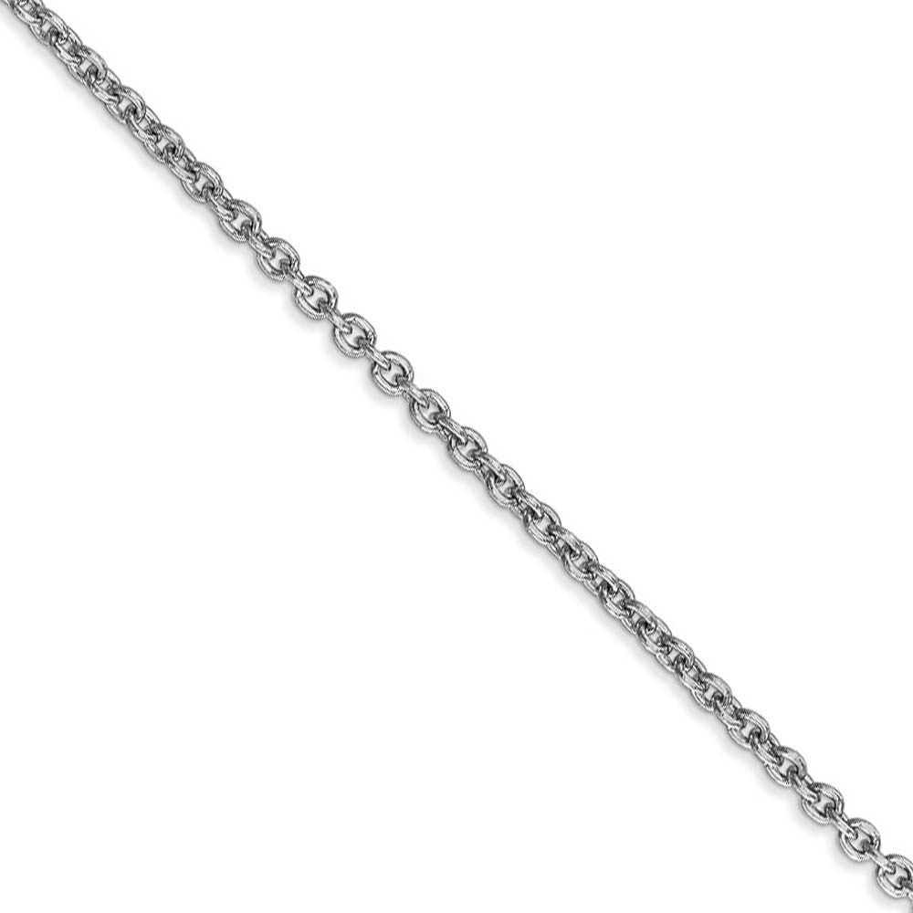 2.2mm, 14k White Gold, Solid Cable Chain Necklace, 16 Inch