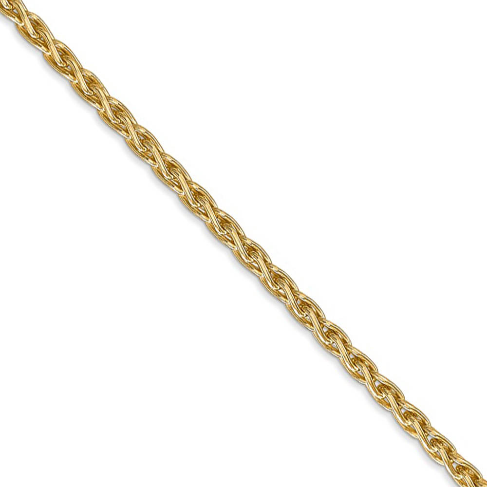 3mm, 14k Yellow Gold, Solid Parisian Wheat Chain Necklace, 16 Inch