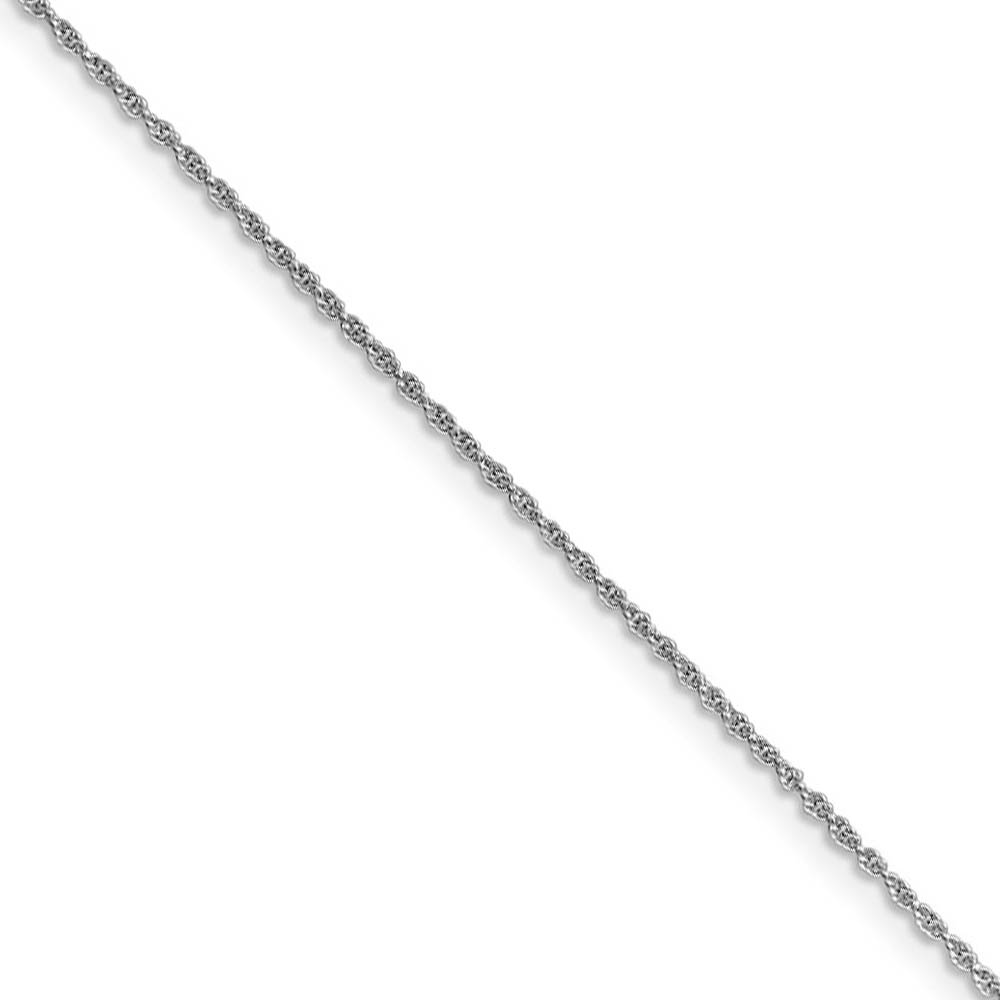 1.1mm, 14K White Gold, Solid Baby Rope Chain Necklace