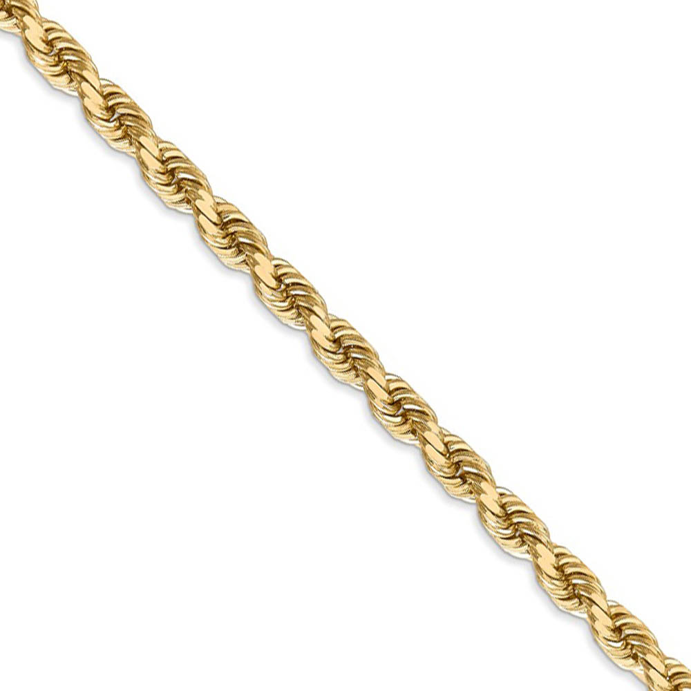 4.5mm, 14k Yellow Gold, Diamond Cut Solid Rope Chain Necklace