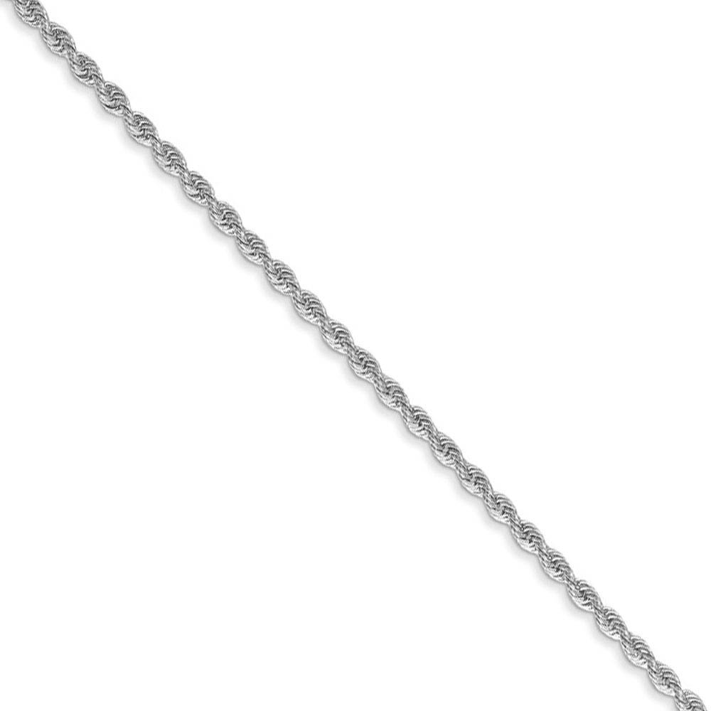 1.5mm, 14k White Gold, Handmade D/C Solid Rope Chain Necklace