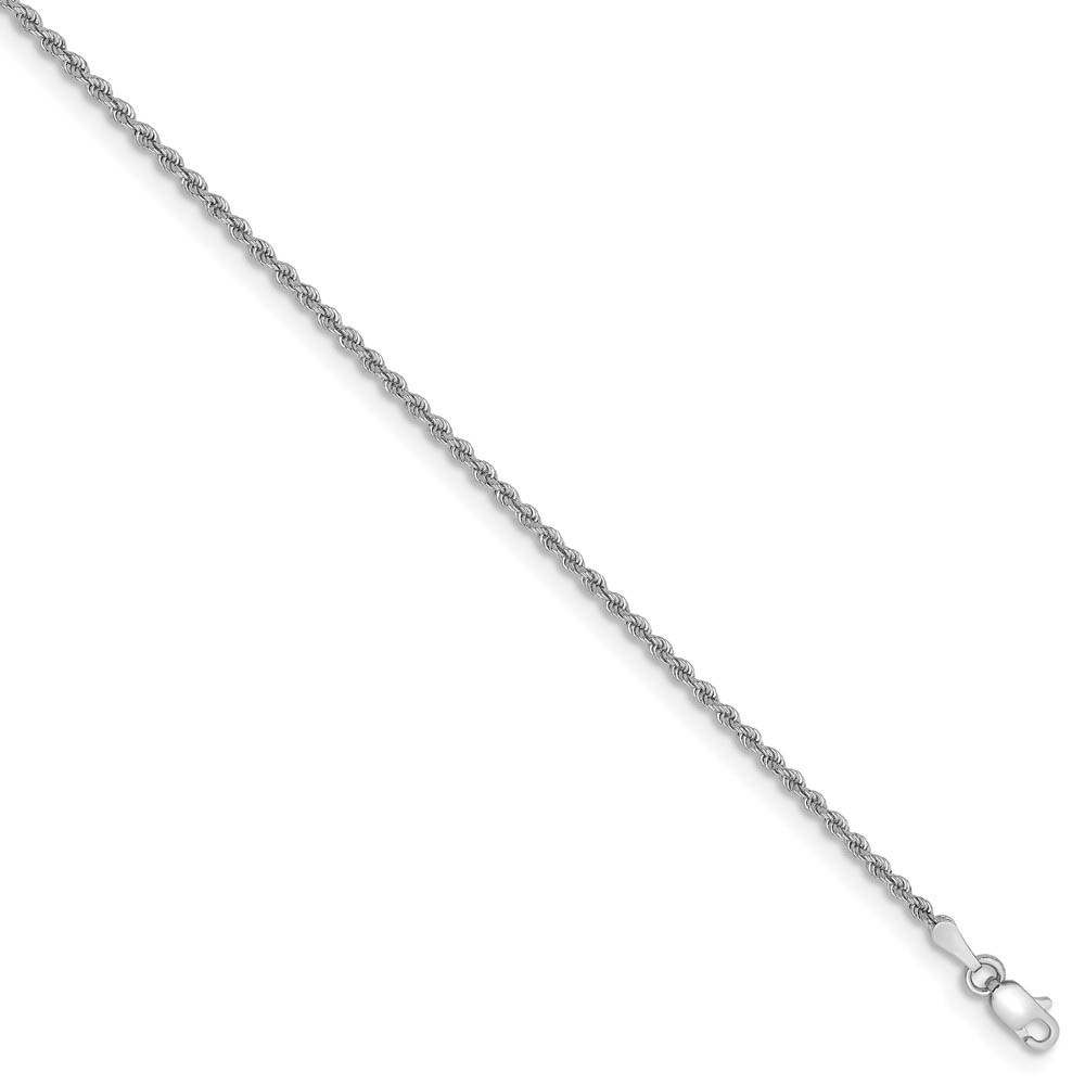 2mm, 14k White Gold, Handmade Solid Rope Chain Bracelet