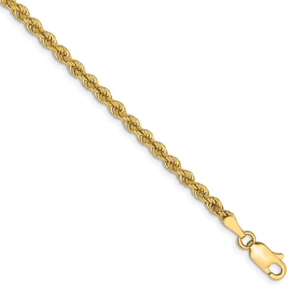 2.75mm 14k Yellow Gold, Solid Rope Chain Anklet or Bracelet