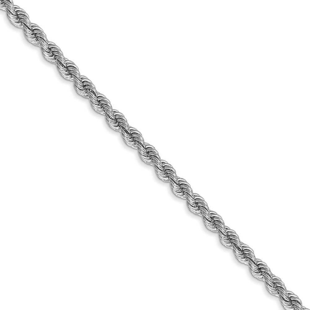 2.75mm, 14k White Gold, Handmade Solid Rope Chain Necklace