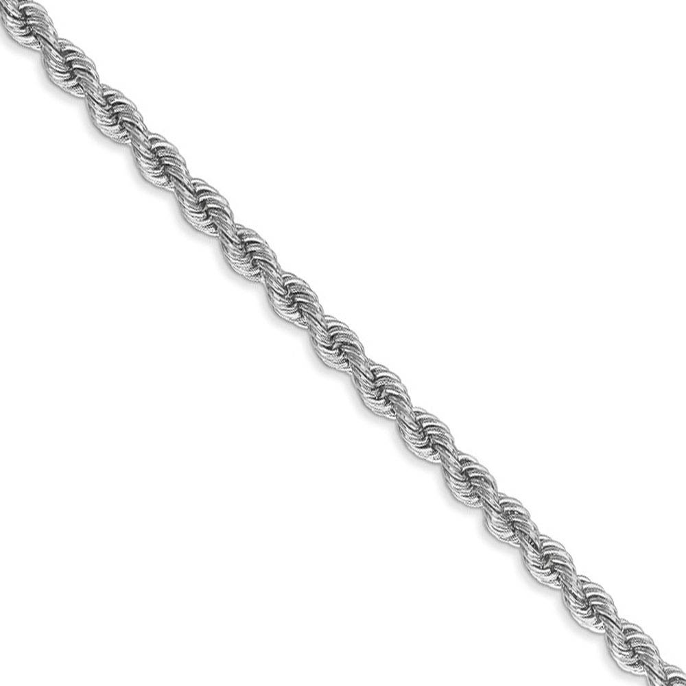 3mm, 14k White Gold, Handmade Solid Rope Chain Necklace