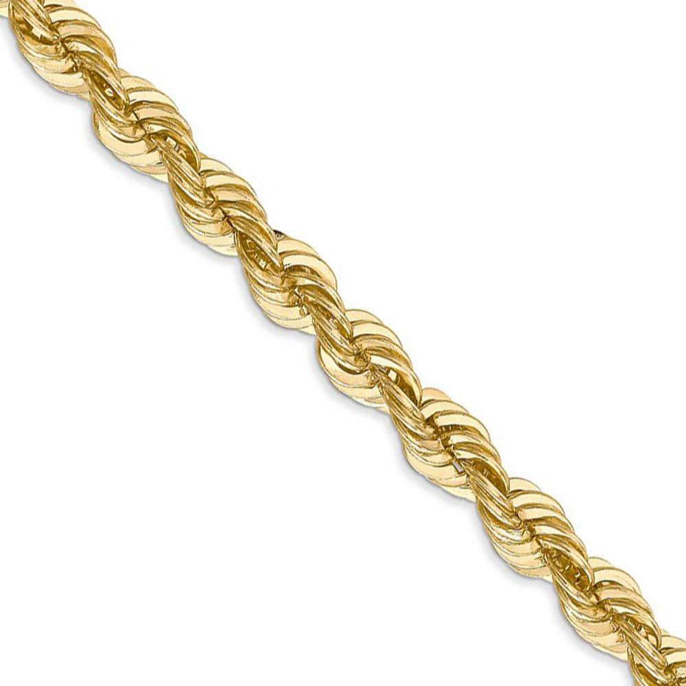 Men's 6mm, 14k Yellow Gold Handmade Solid Rope Chain Necklace
