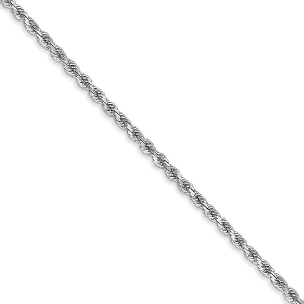 2mm, 14k White Gold, Diamond Cut Solid Rope Chain Necklace
