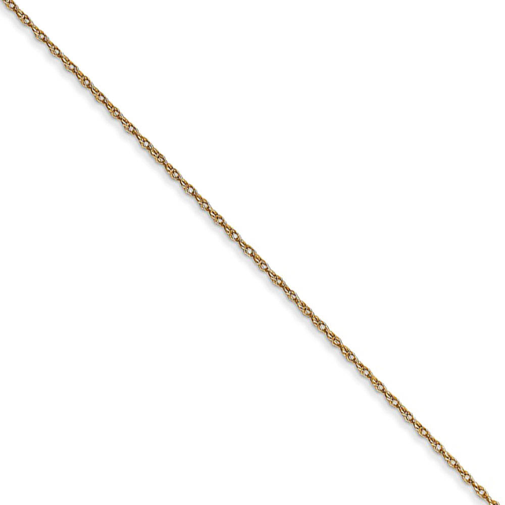 0.5mm, 14k Yellow Gold, Cable Rope Chain Necklace, 16 Inch