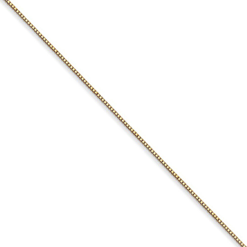 0.5mm, 14k Yellow Gold Solid Box Chain Necklace, 16 Inch