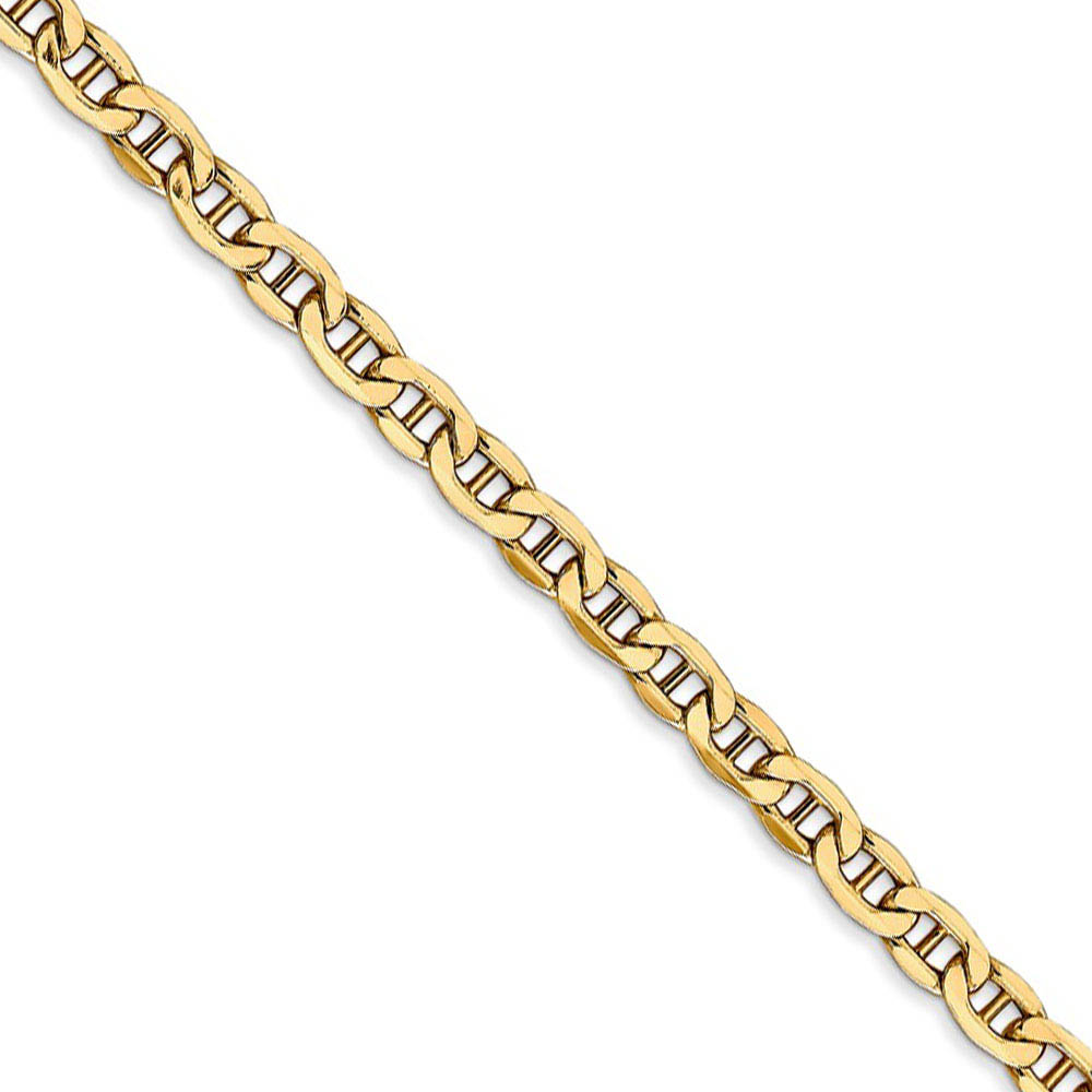 4mm, 14k Yellow Gold, Hollow Anchor Link Chain Necklace, 16 Inch