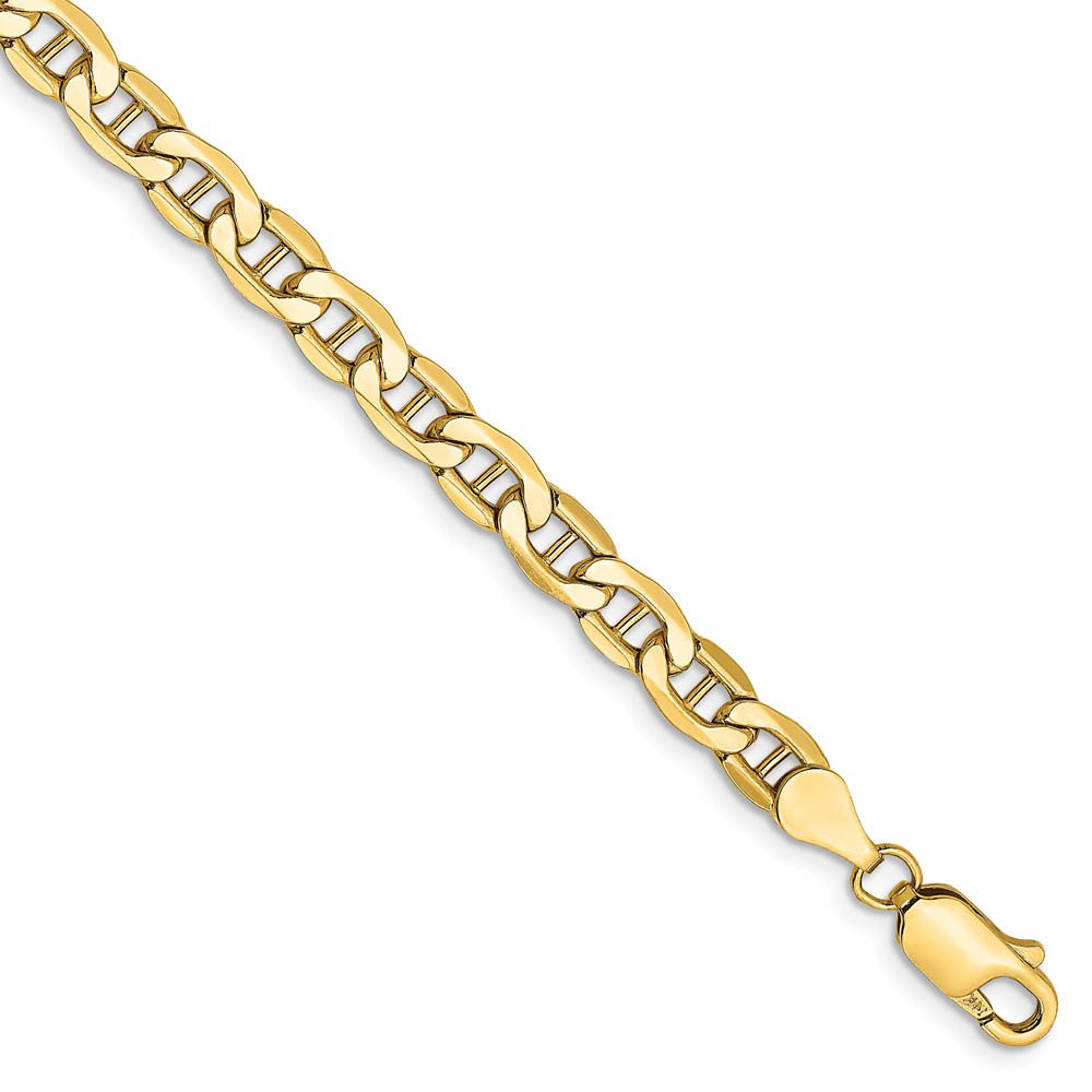 4.75mm, 14k Yellow Gold, Hollow Anchor Link Chain Bracelet