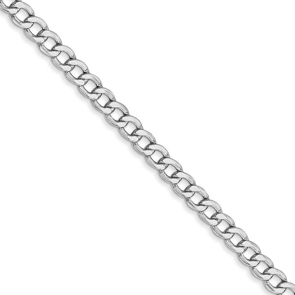 3.35mm, 14k White Gold, Hollow Curb Link Chain Necklace, 16 Inch