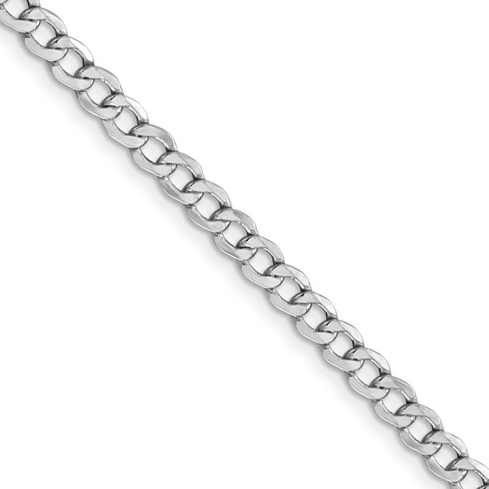 4.3mm, 14k White Gold, Hollow Curb Link Chain Necklace, 16 Inch