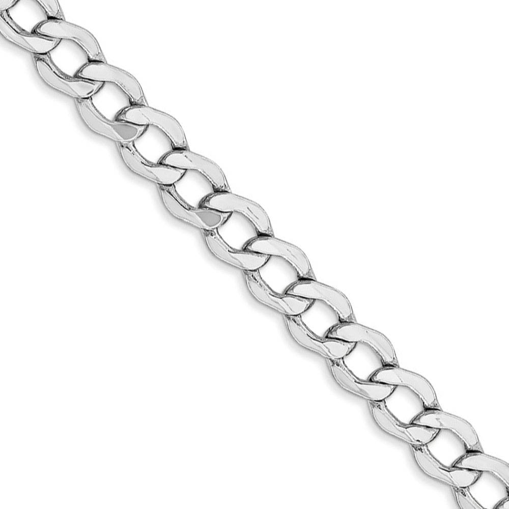 5.25mm, 14k White Gold, Hollow Curb Link Chain Necklace, 16 Inch