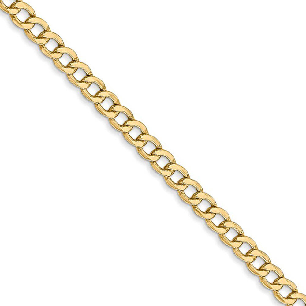 3.35mm, 14k Yellow Gold, Hollow Curb Link Chain Necklace, 20 Inch