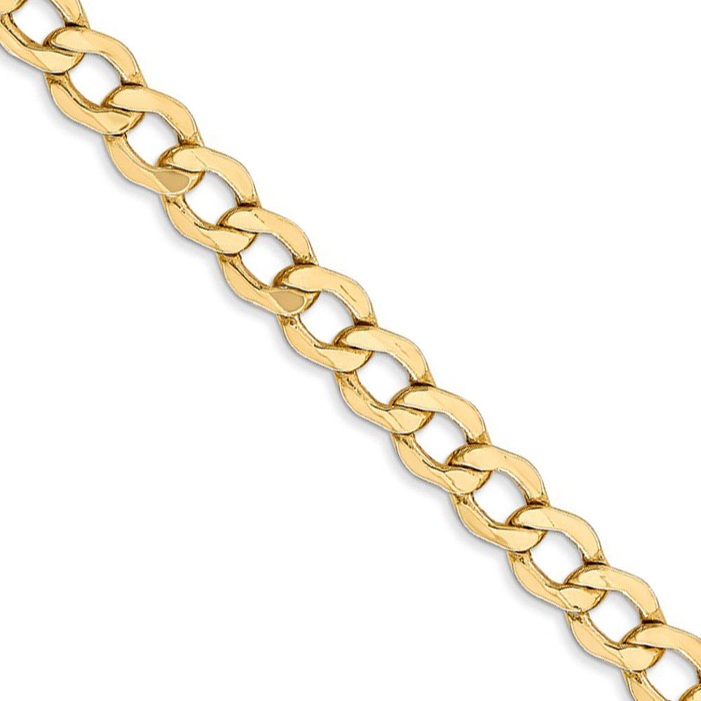 5.25mm, 14k Yellow Gold, Hollow Curb Link Chain Necklace, 16 Inch