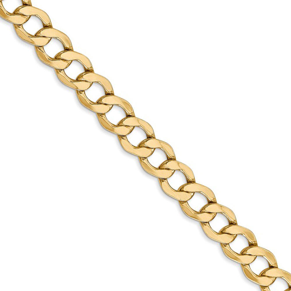 Men&#039;s 6.5mm, 14k Yellow Gold, Hollow Curb Link Chain Necklace, 18 Inch