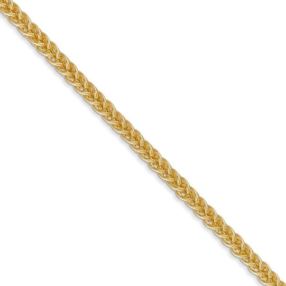 2.6mm, 14k Yellow Gold, Hollow Wheat Chain Necklace, 16 Inch