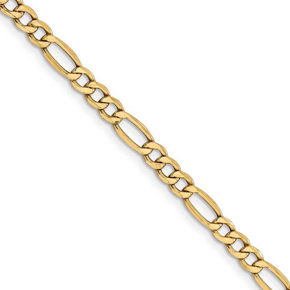 4.75mm, 14k Yellow Gold, Hollow Figaro Chain Necklace, 16 Inch