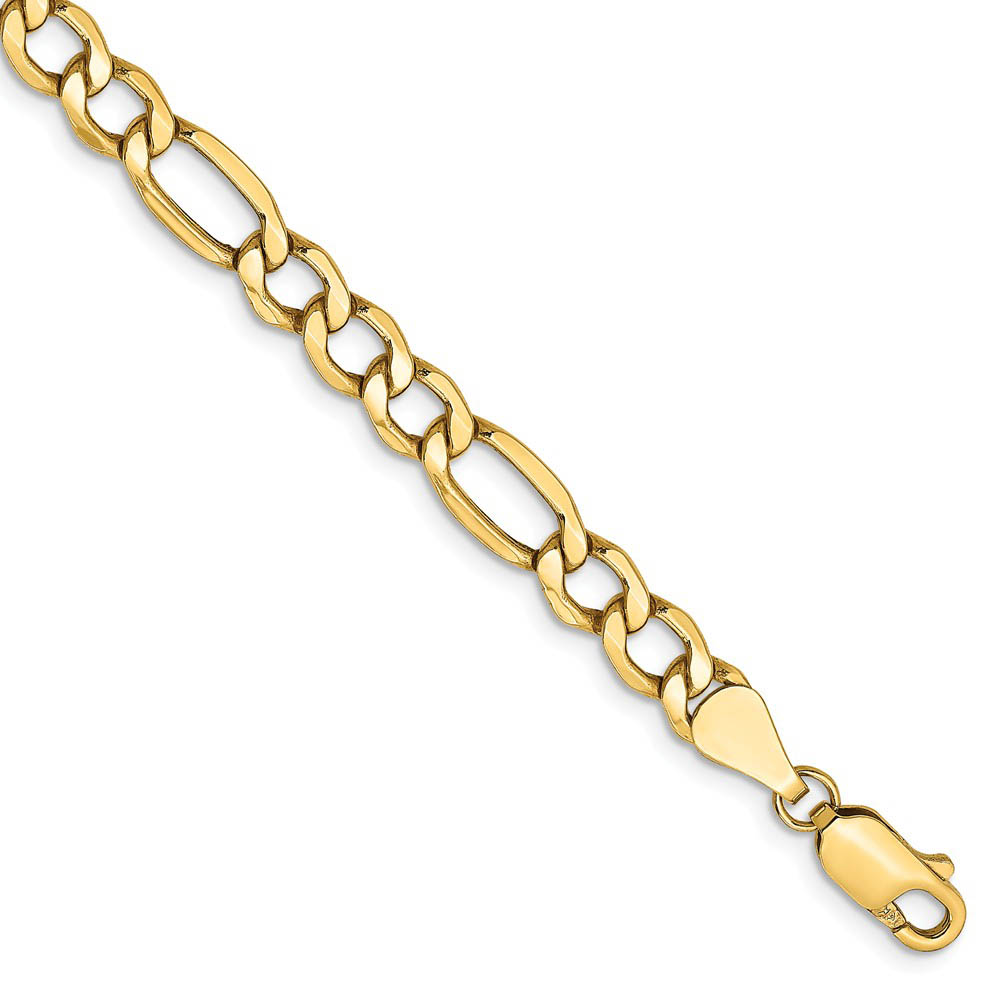 Men&#039;s 5.75mm, 14k Yellow Gold, Hollow Figaro Chain Bracelet