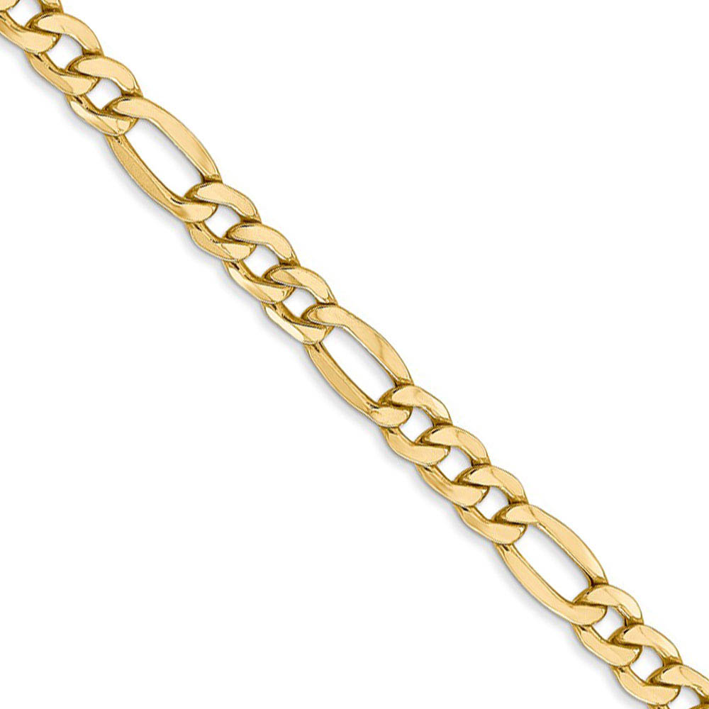 Men's 5.75mm, 14k Yellow Gold, Hollow Figaro Chain Necklace
