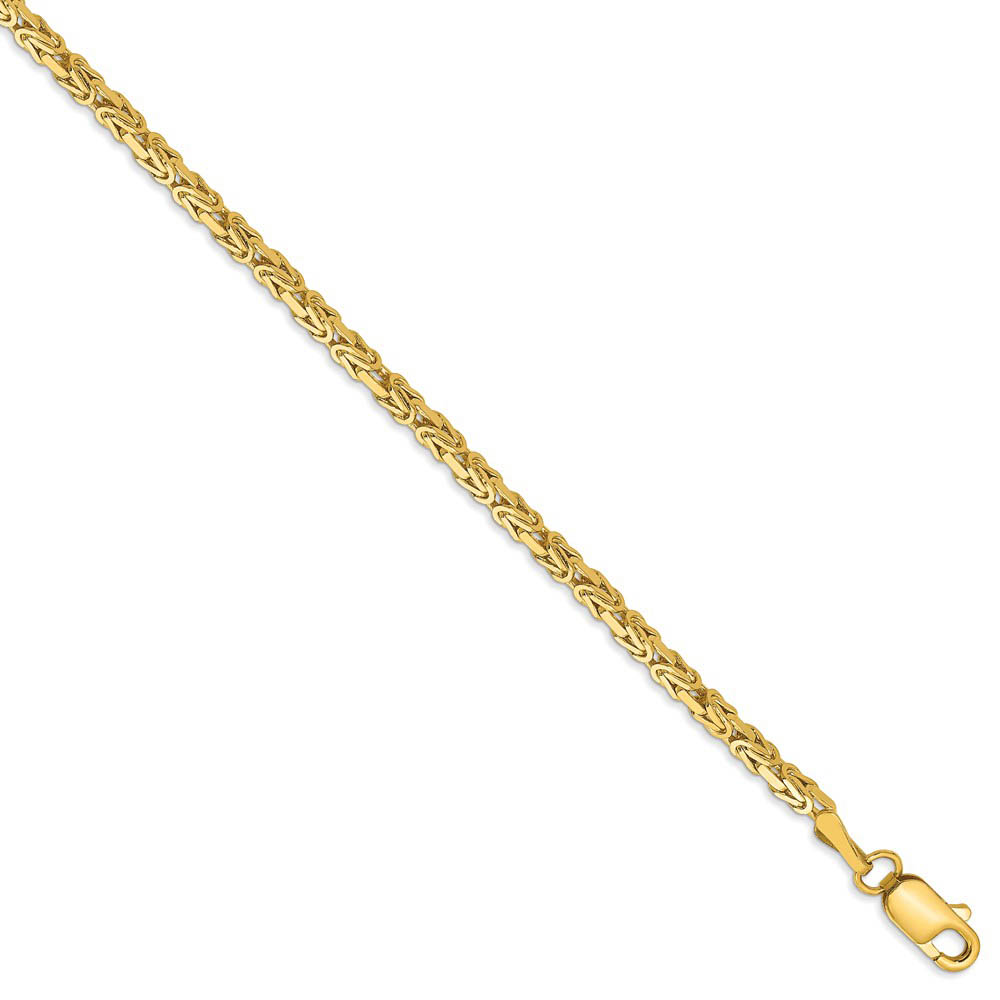 2mm, 14k Yellow Gold, Solid Byzantine Chain Bracelet