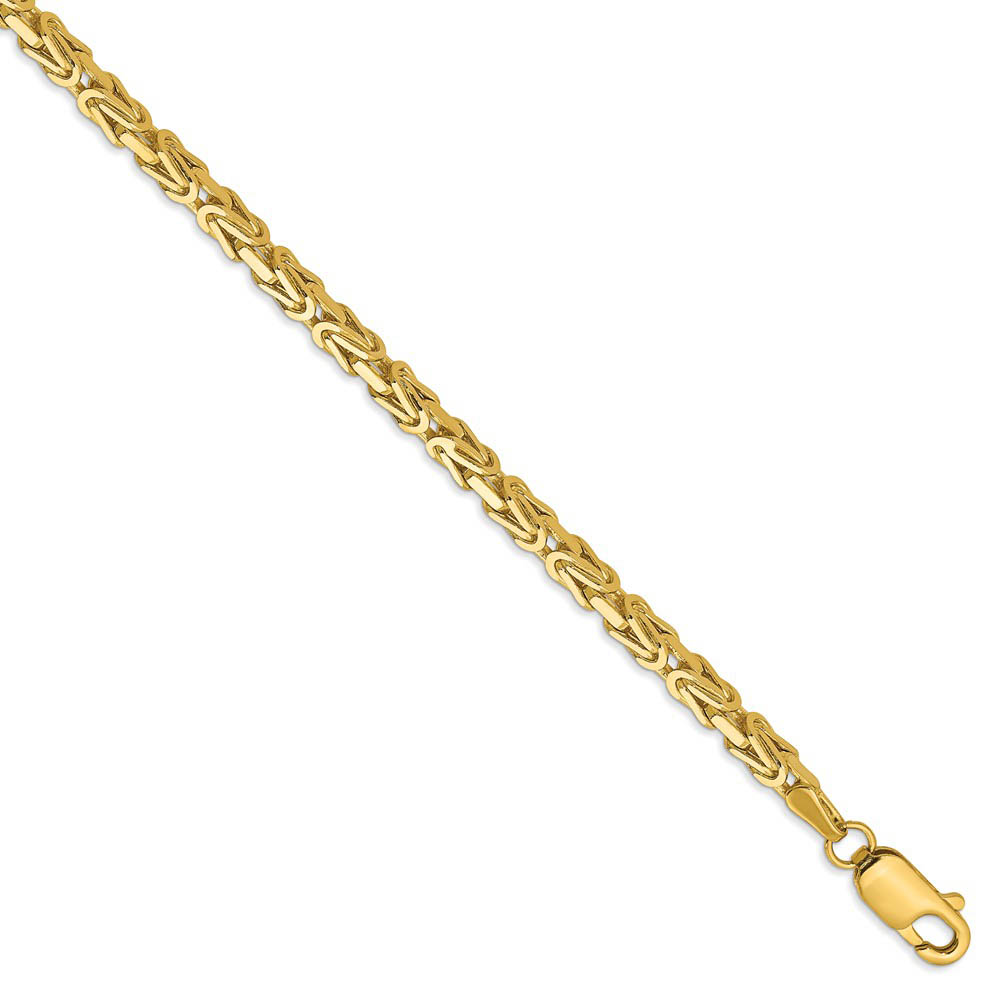 2.5mm, 14k Yellow Gold, Solid Byzantine Chain Bracelet