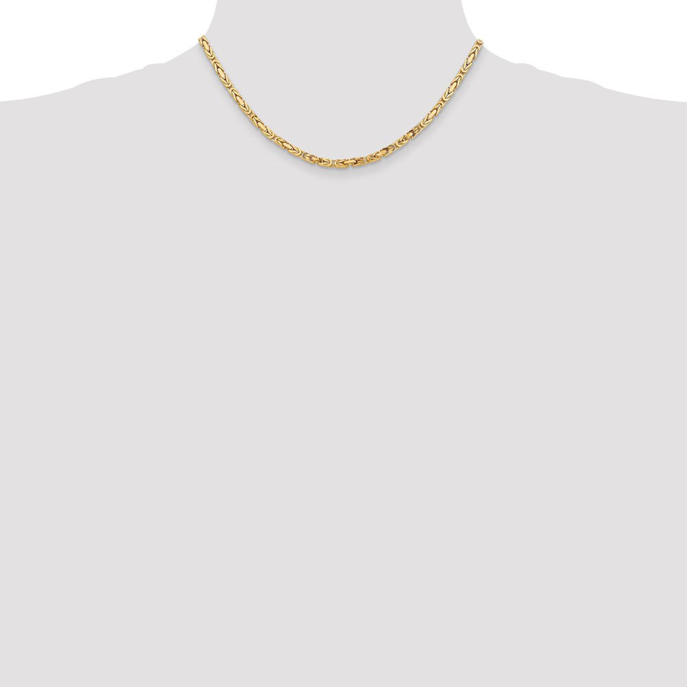 3.25mm, 14k Yellow Gold, Solid Byzantine Chain Necklace