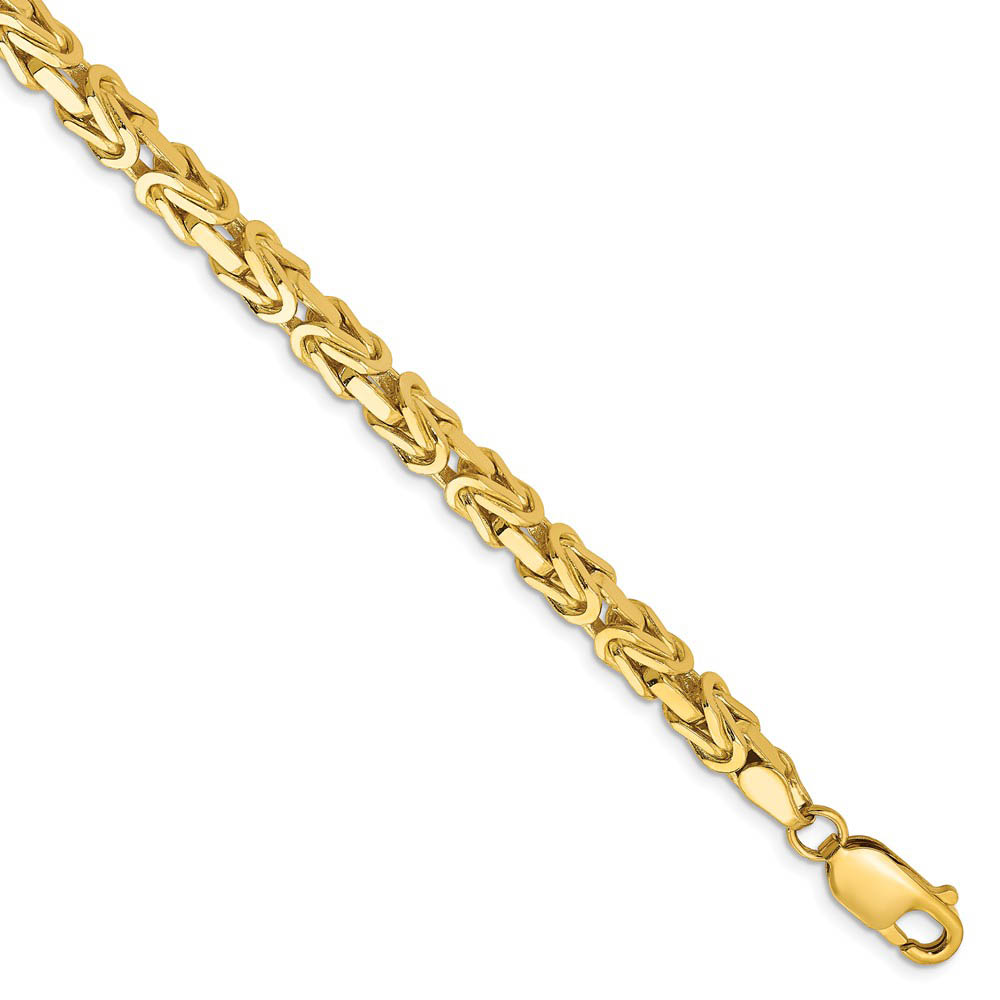 4mm, 14k Yellow Gold, Solid Byzantine Chain Bracelet, 7 Inch