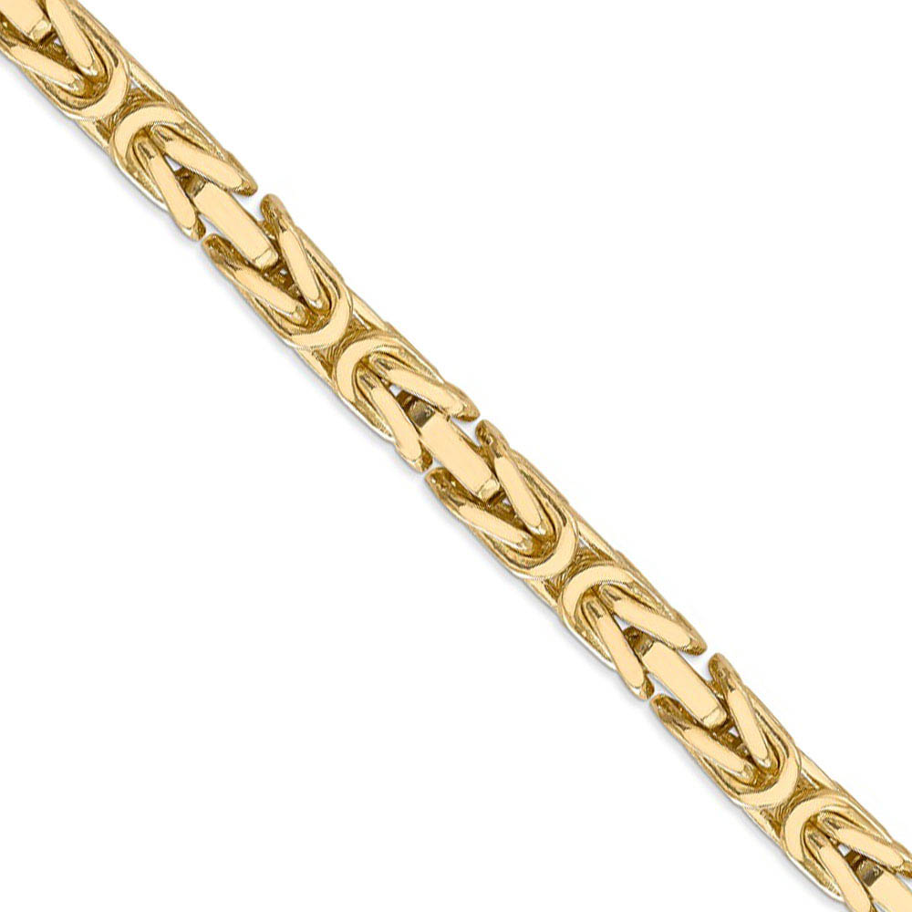 6.5mm, 14k Yellow Gold, Solid Byzantine Chain Necklace, 20 Inch