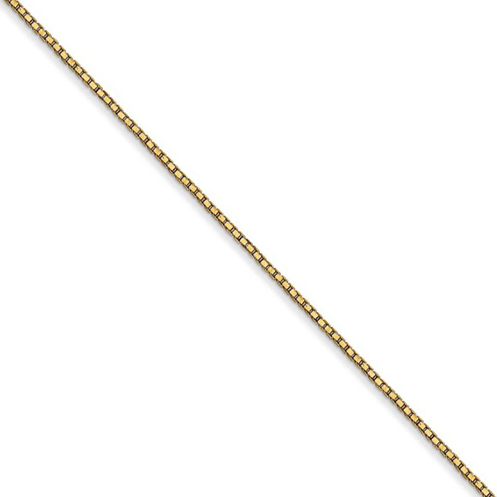 0.9mm, 14k Yellow Gold, Solid Box Chain Necklace