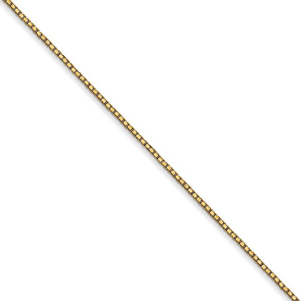 0.9mm, 14k Yellow Gold, Solid Box Chain Necklace, 30 Inch