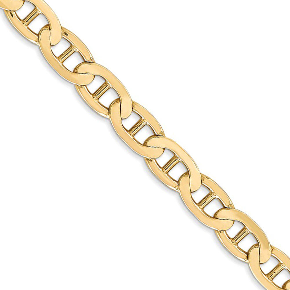 Men&#039;s 6.25mm, 14k Yellow Gold, Concave Anchor Chain Necklace, 18 Inch