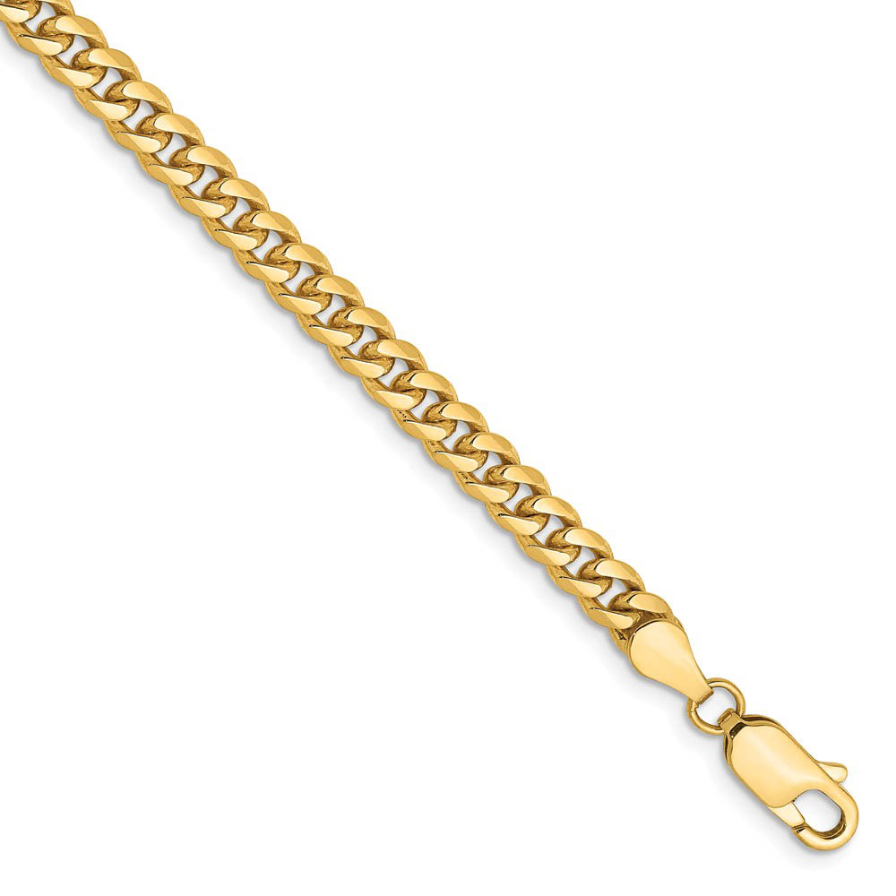 4.25mm, 14k Yellow Gold, Miami Cuban (Curb) Chain Bracelet, inch