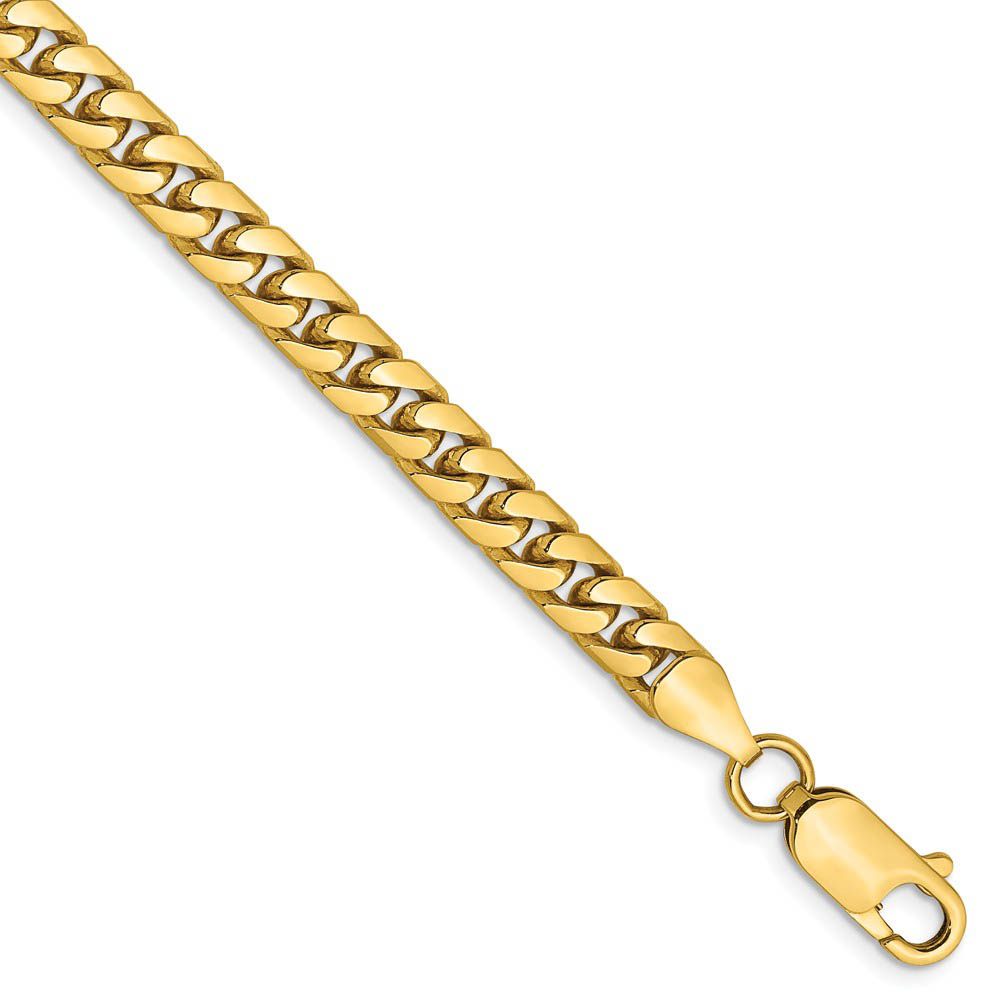 5mm, 14k Yellow Gold, Solid Miami Cuban (Curb) Chain Bracelet