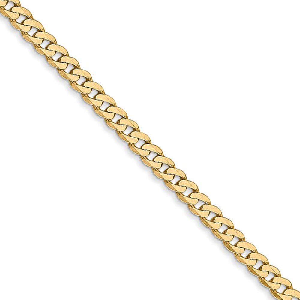 2.9mm 14k Yellow Gold Solid Beveled Curb Chain Necklace