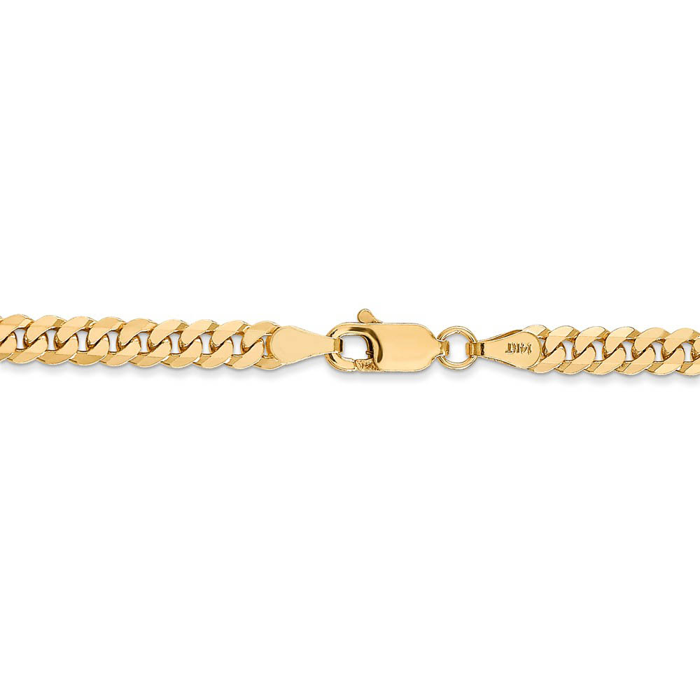 3.2mm, 14k Yellow Gold, Solid Beveled Curb Chain Anklet or Bracelet - Picture 10 of 15