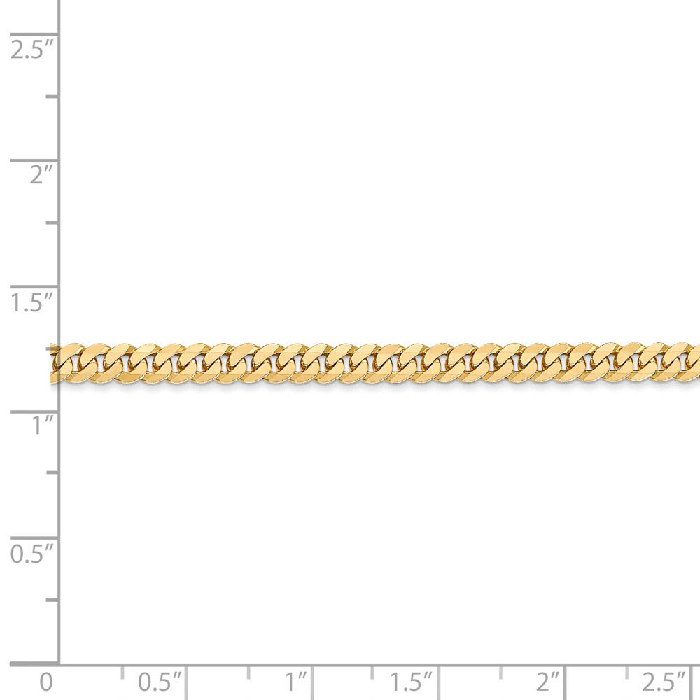 3.2mm, 14k Yellow Gold, Solid Beveled Curb Chain Anklet or Bracelet - Picture 11 of 15