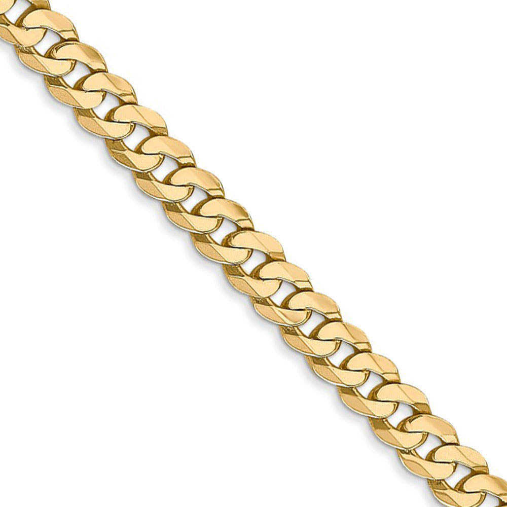 4.75mm, 14k Yellow Gold, Solid Beveled Curb Chain Necklace