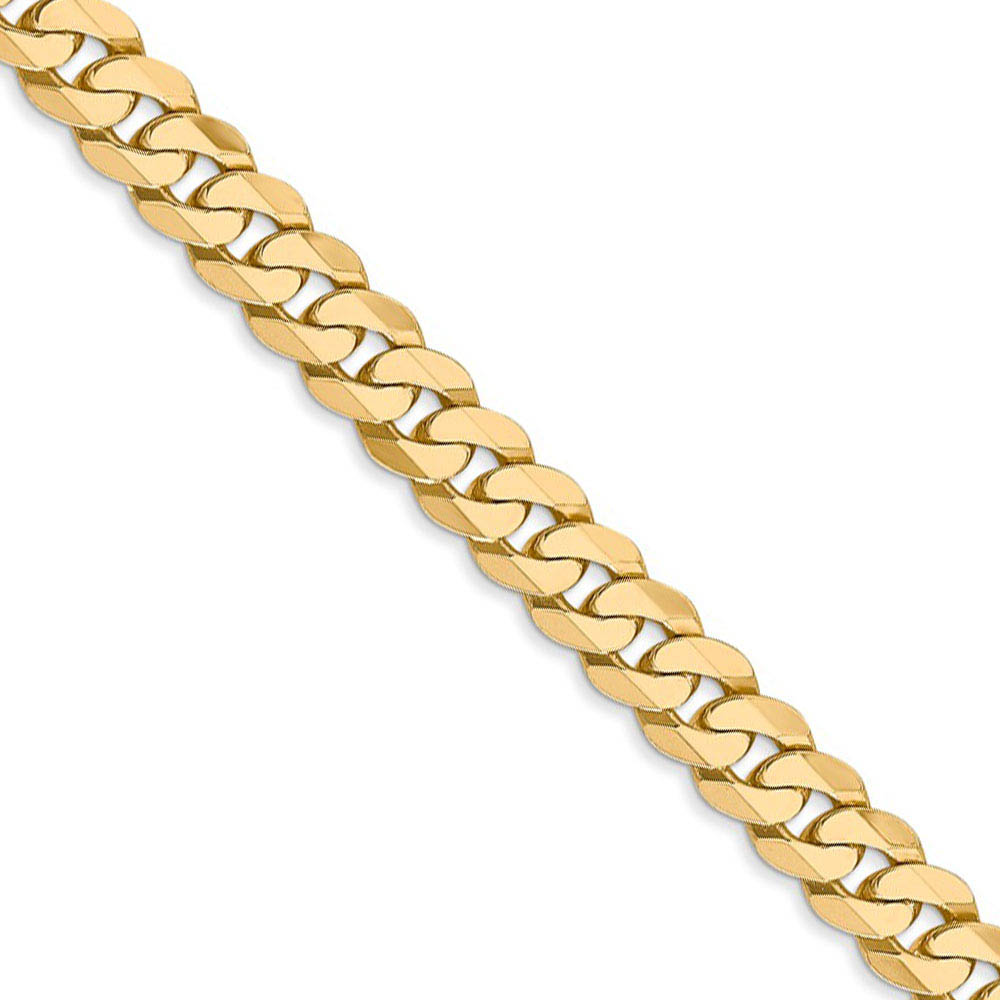 Men&#039;s 6.25mm 14k Yellow Gold Solid Beveled Curb Chain Necklace, 20 In.