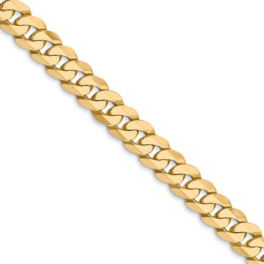 Men's 6.25mm 14k Yellow Gold Solid Beveled Curb Chain Necklace, 22 In.