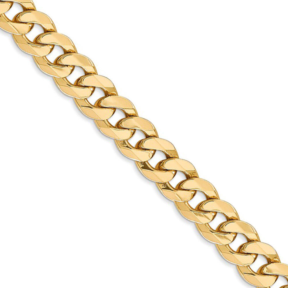 Men&#039;s 8mm 14k Yellow Gold Solid Beveled Curb Chain Necklace, 20 Inch