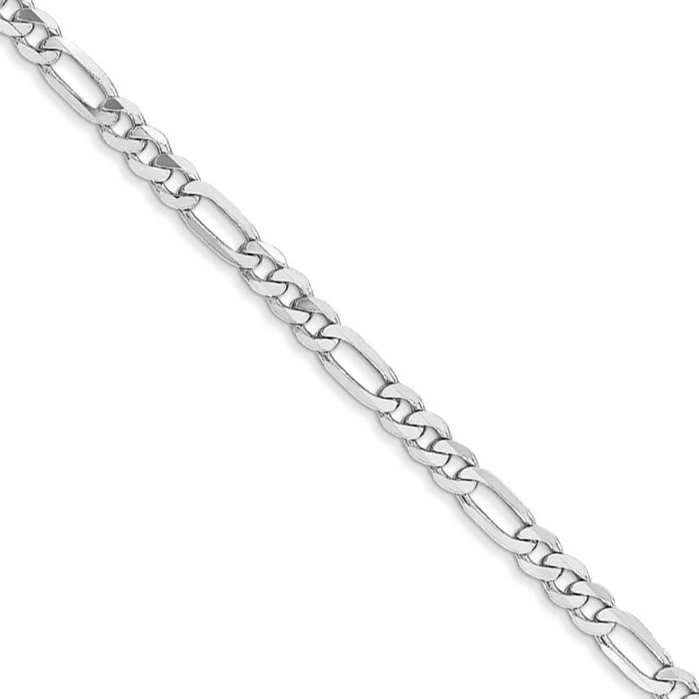 3mm, 14k White Gold, Flat Figaro Chain Necklace, 16 Inch