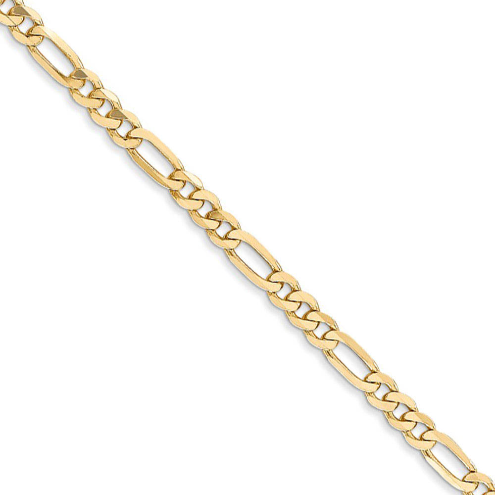 3mm, 14k Yellow Gold, Flat Figaro Chain Necklace, 16 Inch