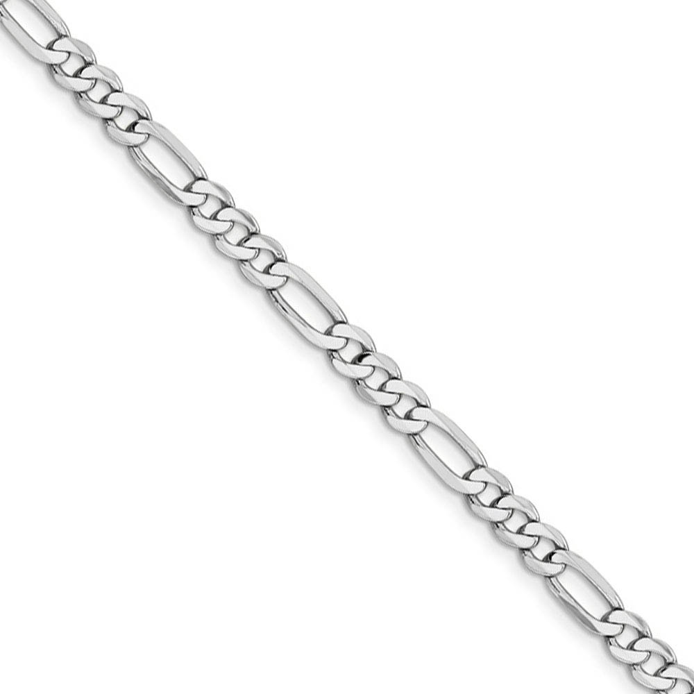 4.5mm, 14k White Gold, Flat Figaro Chain Necklace, 18 Inch